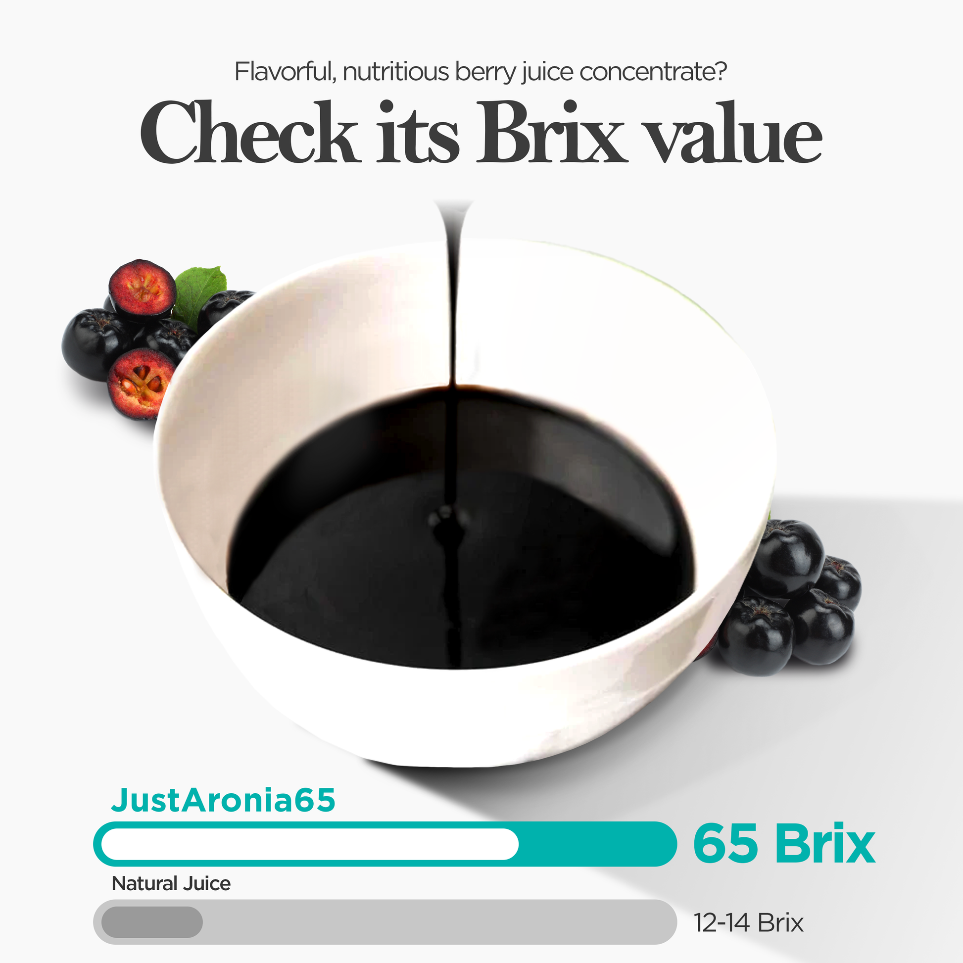 Premium Pure Polish Aronia 65 Brix Juice Concentrate JustAronia65