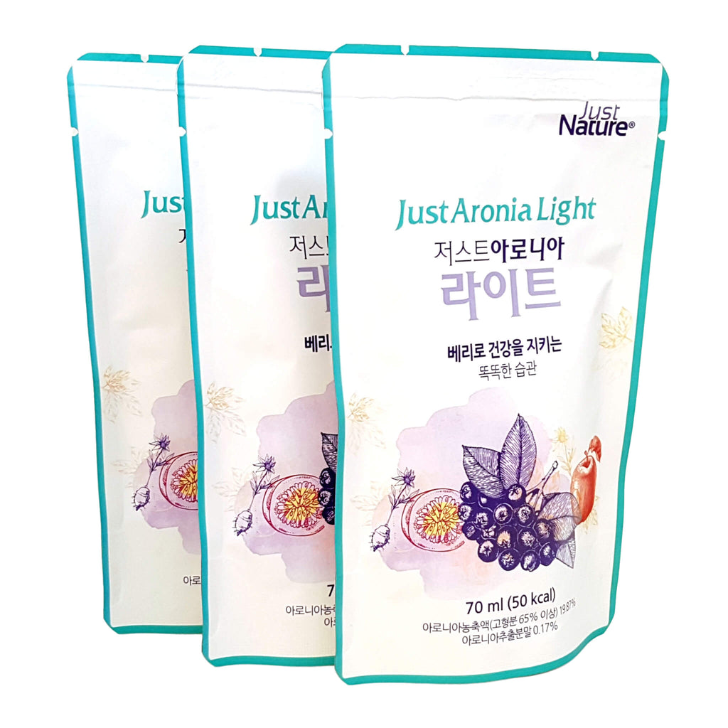 Tasty Daily Aronia Juice JustAronia Light 3Pack, 30Pouches of 2.37 Fl Oz (70ml)