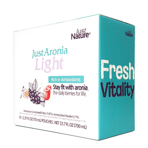 Tasty Daily Aronia Juice JustAronia Light Single Pack, 10Pouches of 2.37 Fl Oz (70ml)