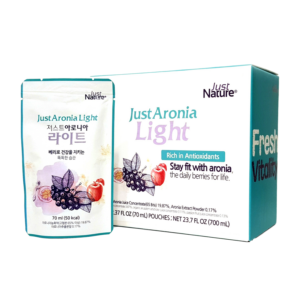 Tasty Daily Aronia Juice JustAronia Light Single Pack, 10Pouches of 2.37 Fl Oz (70ml)